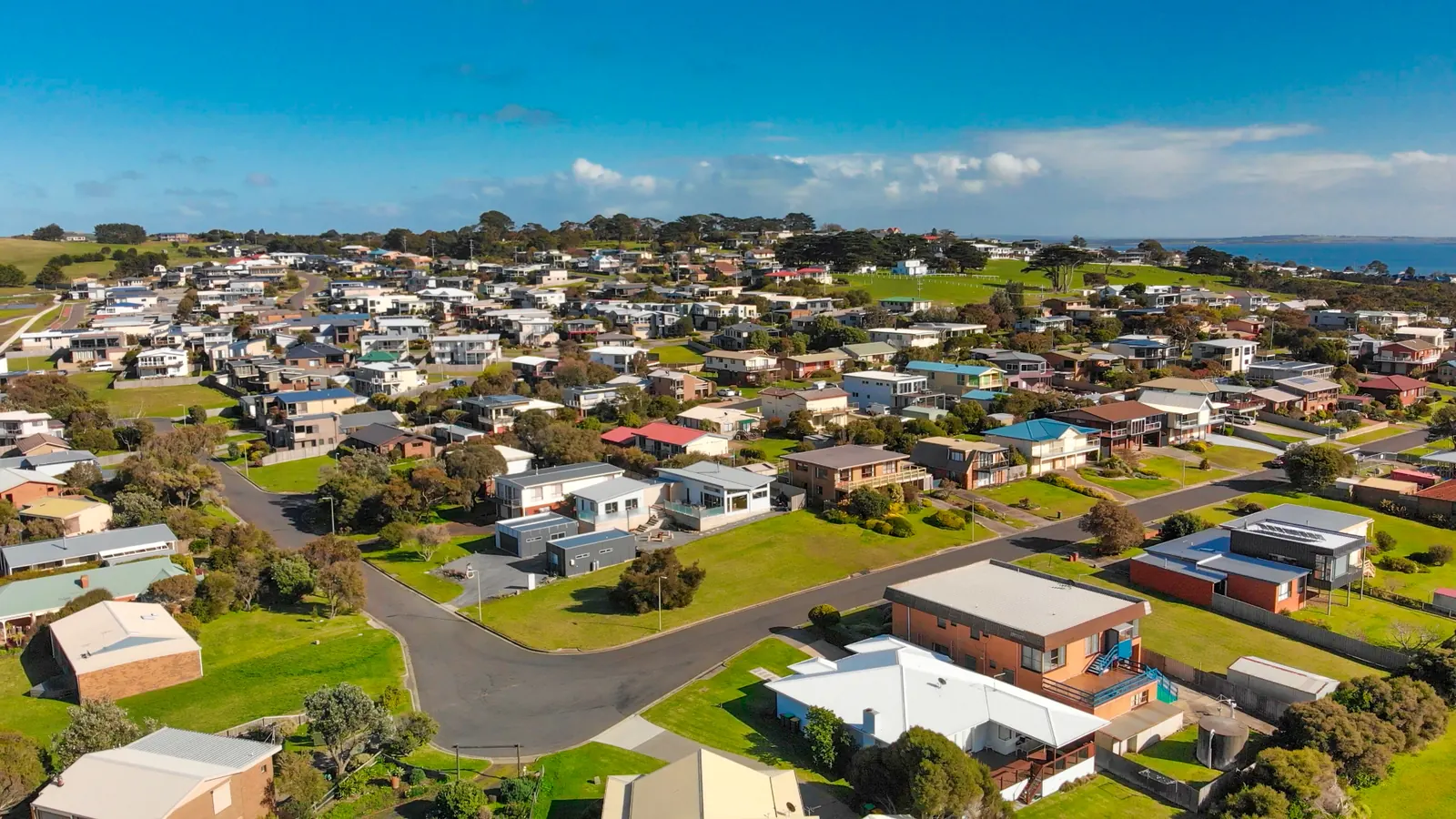 Aerial view of San Remo and the bridge to Phillip Island.